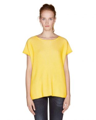 Pull vanisé avec manches courtes   Jaune