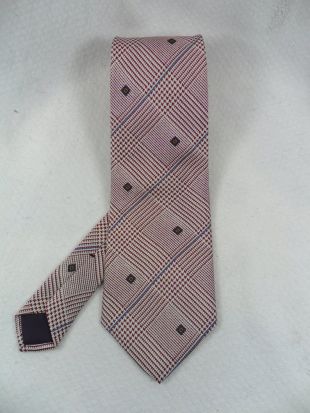 Vintage Florian Bernard cravate Pure soie rouge et cou de Beige géométrique diagonale ligne hommes porter 56 x 3.5 le fou cravate Guy T767