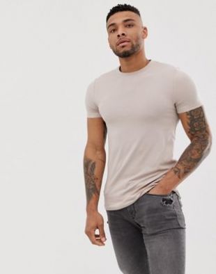 ASOS DESIGN organic skinny fit t shirt in beige | ASOS