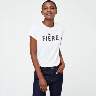 Tshirt "fière" en coton issu de l'agriculture biologique Blanc