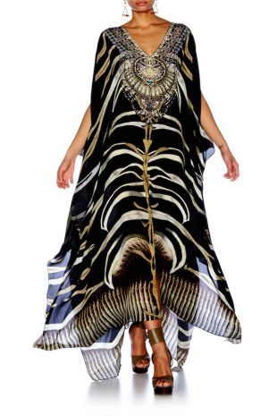 camilla - Camilla Zebra Crossing Split Front & Sleeve Kaftan