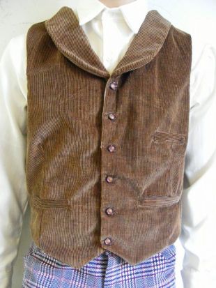 Vest L Brown milleraies Herman steampunk masculine 3 poche & dos sangle doublée de soie