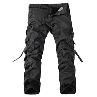 Cargo Pants Men Forthery Mens Casual Pleated Multi Zipper Pockets Tactical Work Camo Army Black Wild Combat Pants