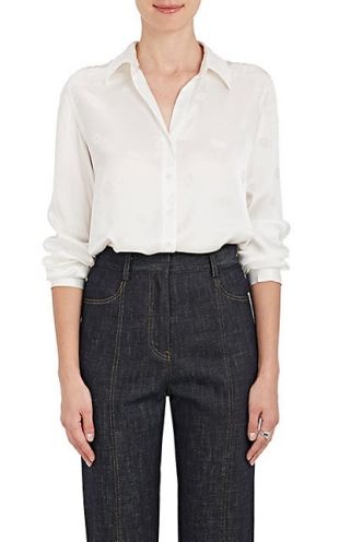 Nina Lip-Print Silk Blouse