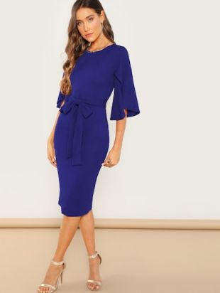 Shein - Shein Robe crayon bleu marine