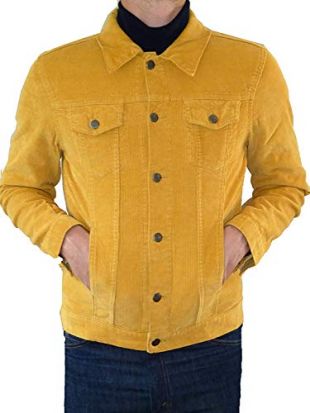VESTE MOUTARDE JAUNE VELOURS CÔTELÉ Manteau court Mode Indie Jeans velours côtelé de 60 années 70 hIPPIE - Jaune, Large