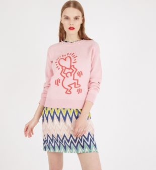 Pull droit doux coton Lacoste x Keith Haring ...