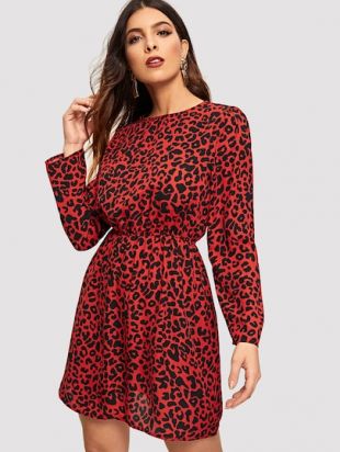 SheIn Robe imprimée léopard rouge et noir