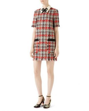Embroidered Multicolor Tweed Dress