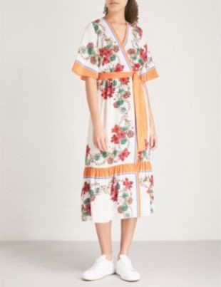 Sandro - Floral Print Silk Wrap Dress