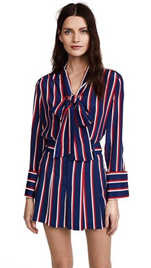 Arie Tie Neck French Cuff Top