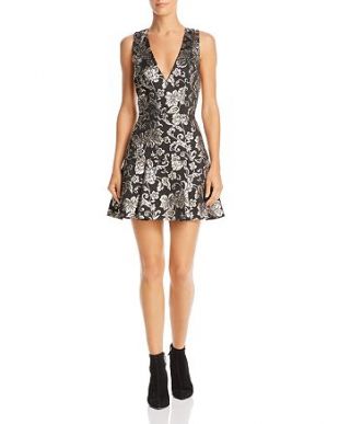 open lace back dress Nana Jacqueline Madeleine Velvet Mini Dress (Red)