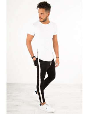 Brentiny Paris Jogging slim noir à bandes Uniplay