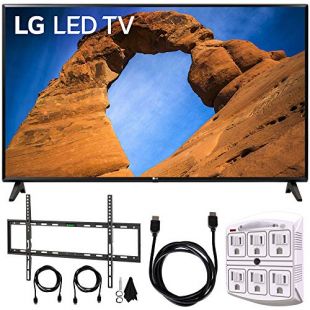 LG 43LK5700PUA 43"-Class HDR Smart LED Full HD 1080p TV (2018) + Flat Wall Mount Kit Ultimate Bundle for 45-90 inch TVs + 6ft HDMI Cable + SurgePro 6-Outlet Surge Adapter w/Night Light