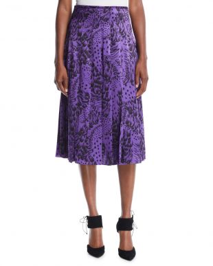 Purple silk printed skirt