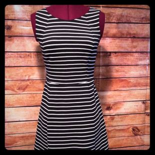 Black & White Thin Stripe A line Dress