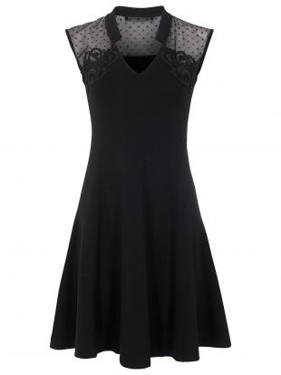 French Connection - Marie Polka Dot Mesh Embellished Skater Dress