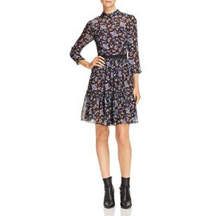 Rebecca Taylor Womens Long Sleeve Solstice Clip Dress
