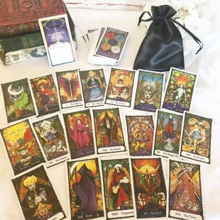 Vintage Sacred Rose Tarot Cards Deck Set, 1982 Fortune Telling Cards, book, Halloween Games, Playing Cards, Johanna Gargiulo Sherman