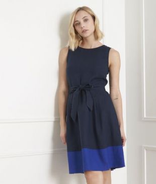 Robe marine dansante en lin