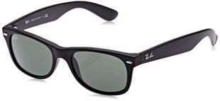 Ray-Ban RB2132 New Wayfarer Sunglasses, Black Rubber/Green, 52 mm
