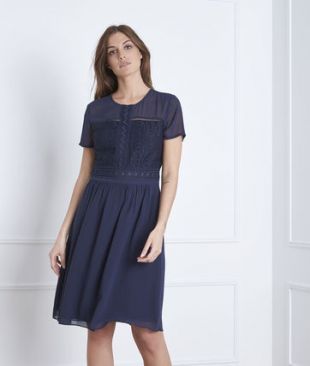 Robe Marine New Look - Détail Dentelle, Look été/plage, Taille 10, Occasion Très Bon état