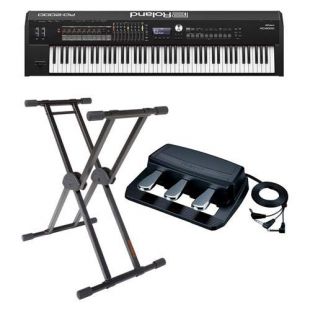Roland RD-2000 88 Weighted Keys Digital Stage Piano - Bundle With Roland RPU-3 Pedal Unit with 3 Separate 1/4" Jacks, KS-20X Double Brace Keyboard X-Stand
