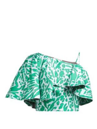 Cape sleeve leopard jacquard top Vika Gazinskaya