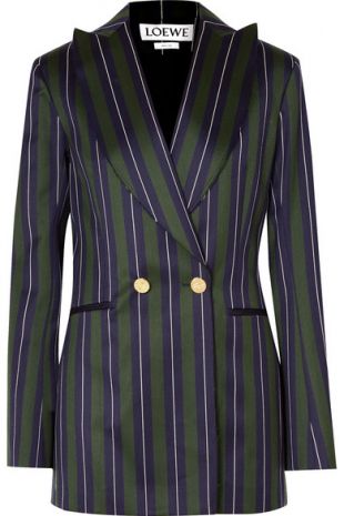 Loewe - Frayed Striped Wool And Cotton Blend Blazer