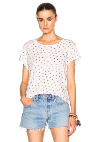 Crew Neck Tee in Dirty White Rose Ditsy