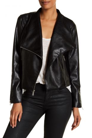 Missy Wing Collar Faux Leather Jacket