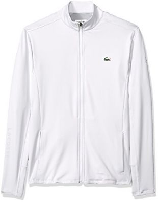 Lacoste Men's Long Sleeve Bi Color Midlayer with Ultra Dry Sweatshirt, SH3332, White/Elephant Grey, X-Large