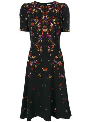Night Pansy Printed Tea Dress