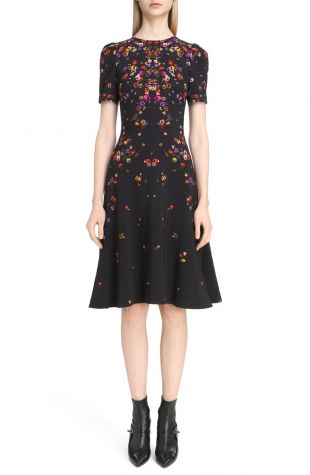 Pansy Print Stretch Cady Dress