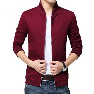Womleys Mens Autumn Casual Bomber Jacket Coat Cotton Outerwear (Asian 4XL (US X-Large), Wine Red)