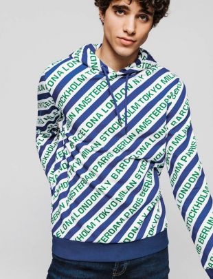 Bizzbee Sweat enfilé AOP capitales homme Blanc Casse