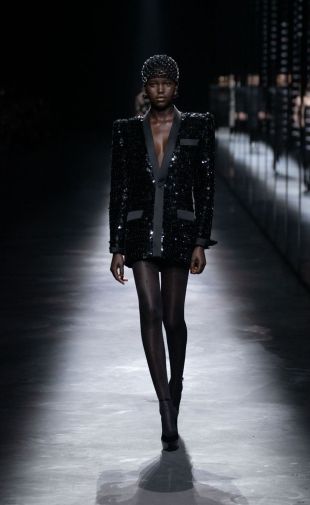 Saint Laurent robe blazer pailleté Winter 19
