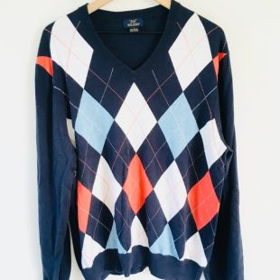 Cotton Cashmere Argyle Sweater
