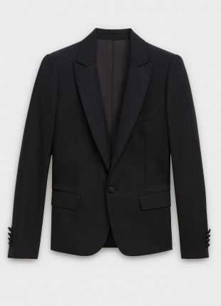 Veste smoking courte en grain de poudre