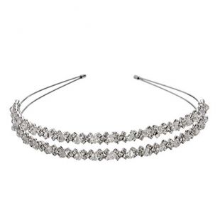 Beaupretty Crystal Rhinestone Headband Double Layer Luxury Princess Hair Band Hair Hoops for Birthday Wedding Party Favor Girls Women Bridal (Silver)