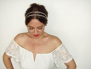 Bridal Headpiece Double Strand Row