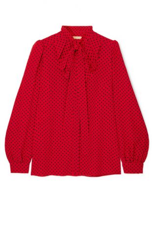 michael kors red polka dot blouse