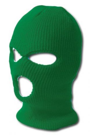 TopHeadwear 3 Hole Ski Mask Balaclava, Kelly Green
