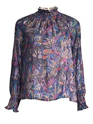Rebecca Taylor Floral High Neck Blouse