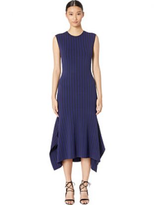 Two Tone Crew Sleeveless Handkerchief Hem Knit Dress