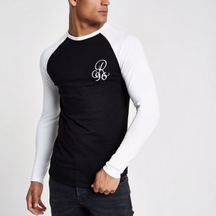 River Island - River Island black r96 muscle fit long sleeve t-shirt