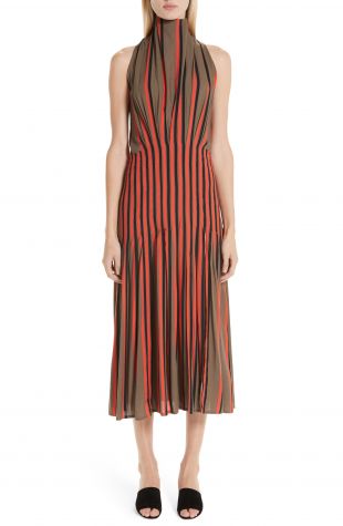 Stripe High Neck Dress