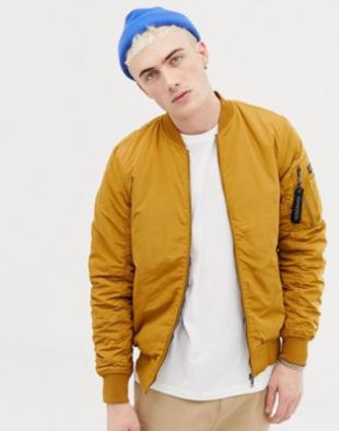 Pull & Bear padded ma1 bomber in mustard