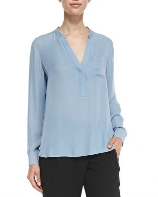 Half Placket Silk Blouse