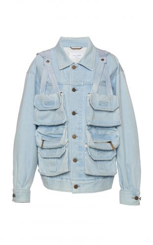 Alberta Ferretti Pocketed Oversized Denim Jacket